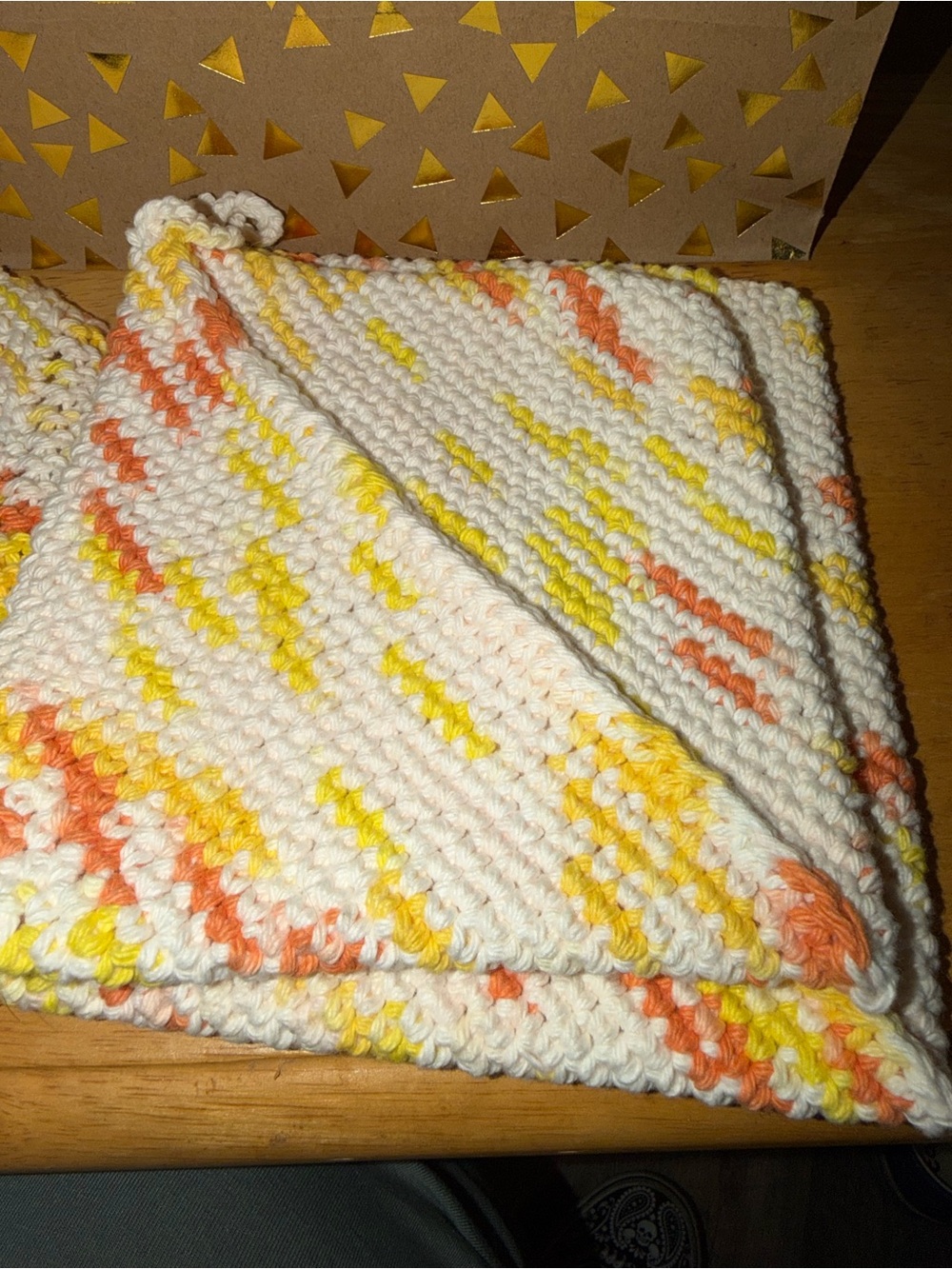 Handmade Knitted Pot Holder and  Dishcloth Set